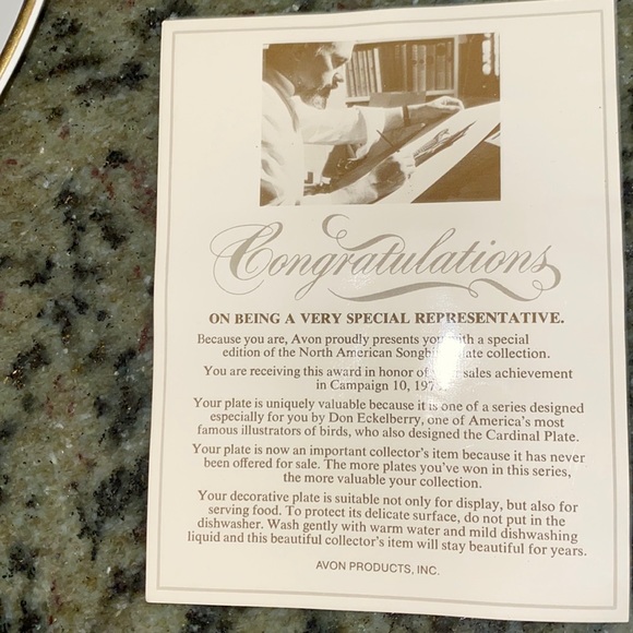 1975 Avon Special Edition American Songbird Bluebird Plate IOB - Picture 9 of 10